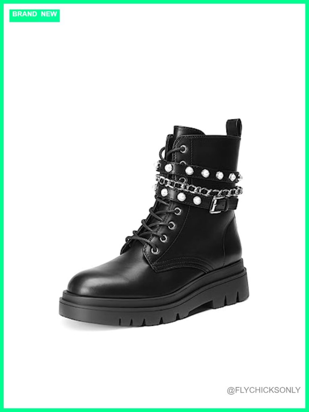 Women's Combat Boots Lace Up Ankle Booties Chunky Lug Sole Side Zip